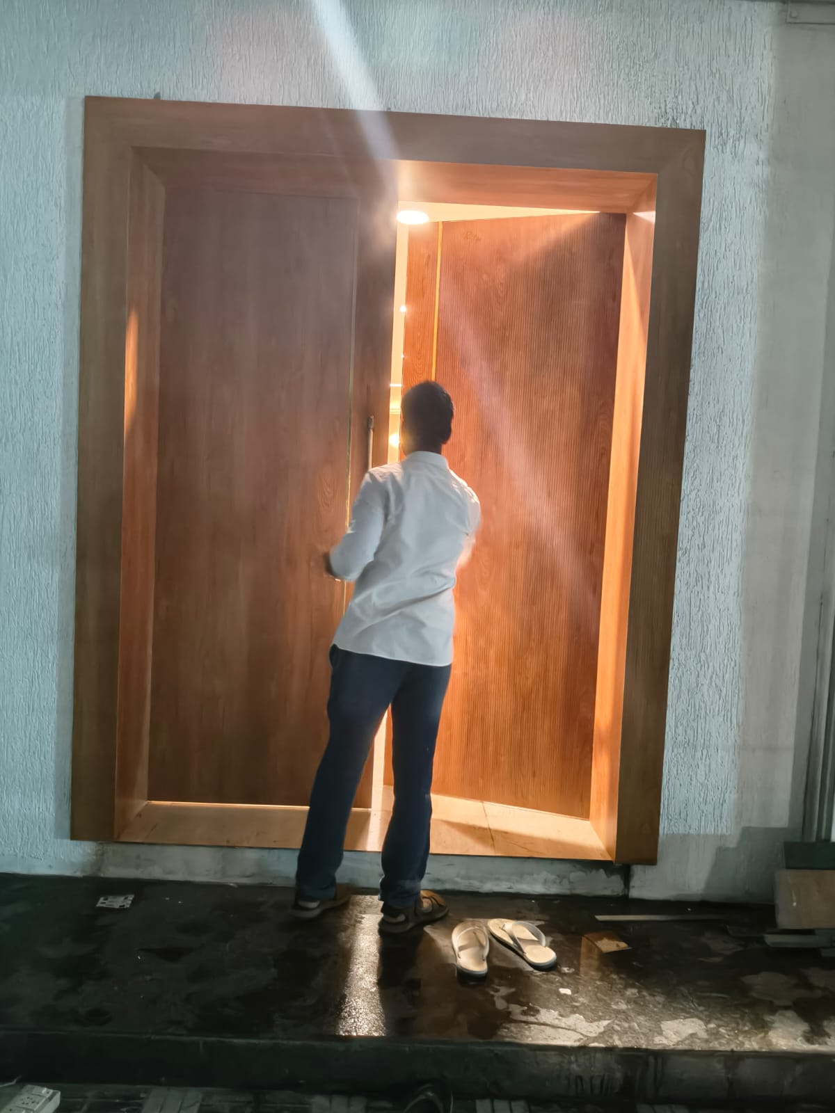 Large timber entrance doorway at the CSI Church