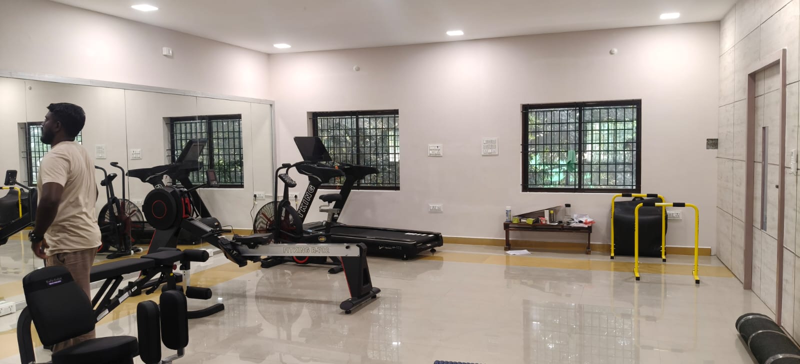 Cardio and open training area in the completed gym renovation