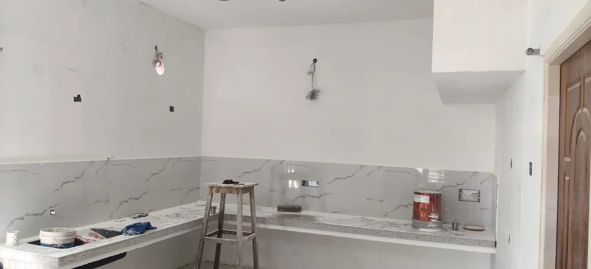 Kitchen walls and services during renovation