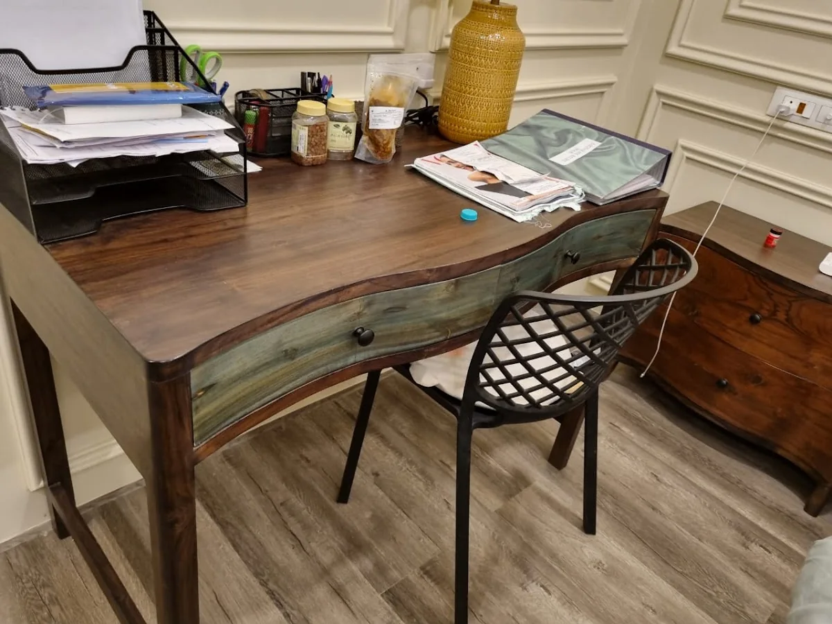 Custom timber desk detail in the master bedroom